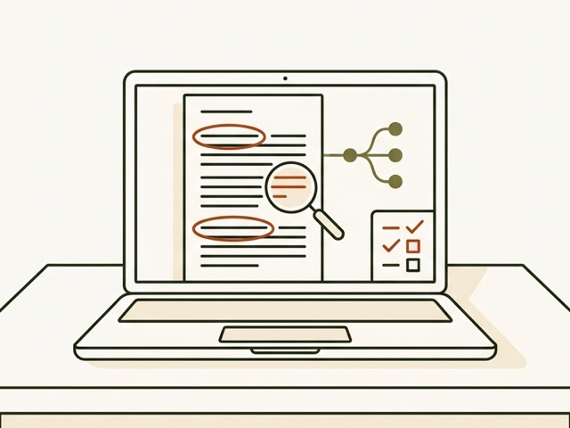 The app reviewing a document, ringing gaps and showing one condition linked to another
